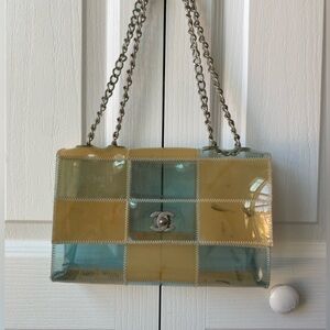 Chanel Patchwork Vinyl Shoulder Bag in Yellow and Blue